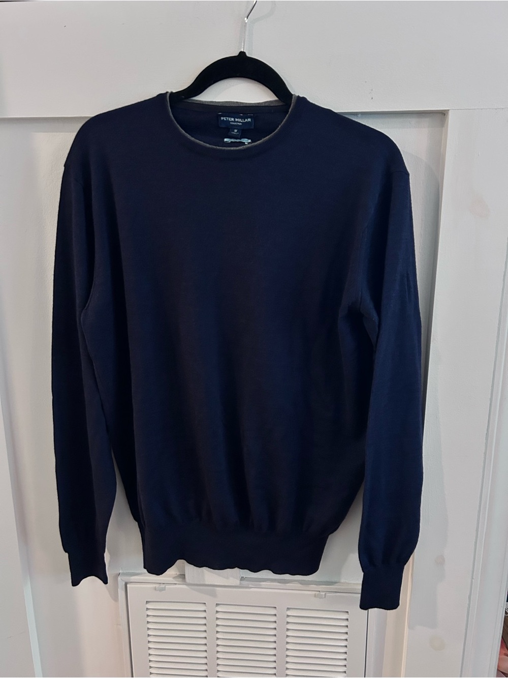 Peter Millar Men's Navy Crewneck Sweater merino wool silk